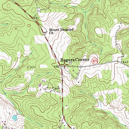 Topographic Map of Rogers Corner, VA