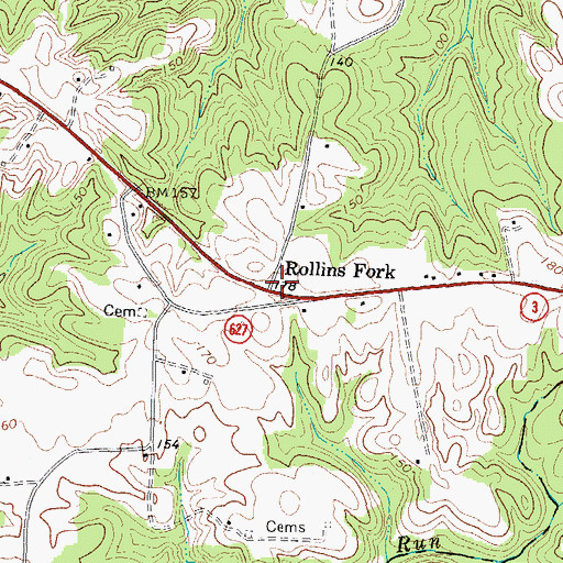Topographic Map of Rollins Fork, VA