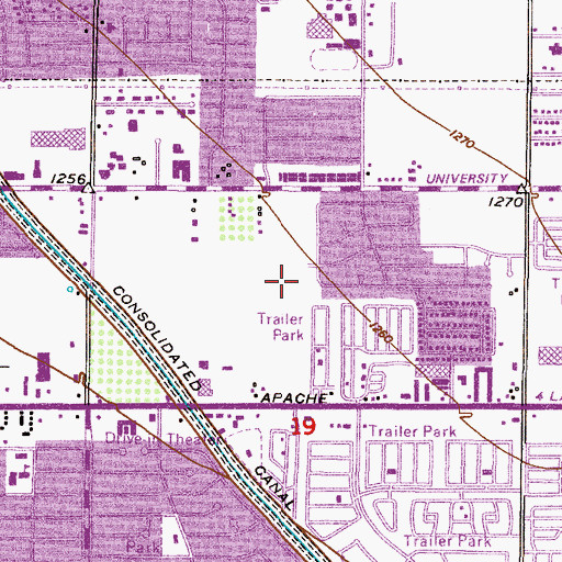 Topographic Map of Mesa Villas Number Two Mini Park, AZ
