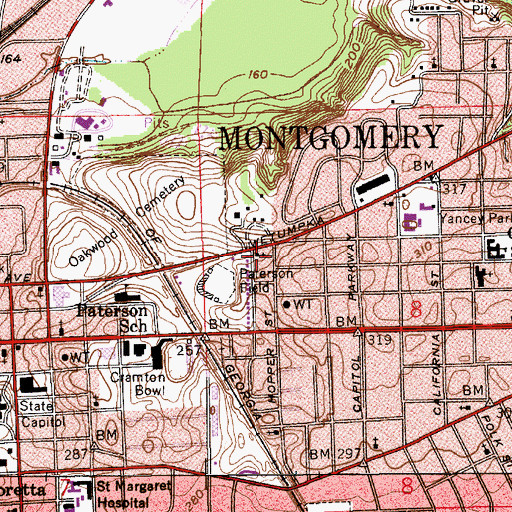 Topographic Map of Church of Christ, AL