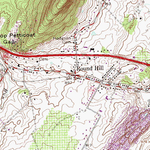 Topographic Map of Round Hill, VA