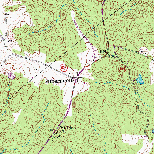 Topographic Map of Rubermont, VA