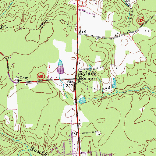 Topographic Map of Ryland Corner, VA