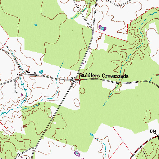 Topographic Map of Saddlers Crossroads, VA