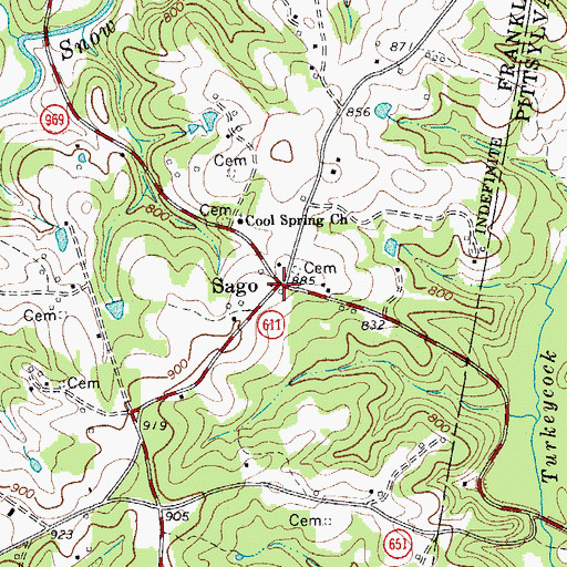 Topographic Map of Sago, VA