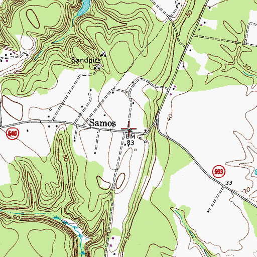 Topographic Map of Samos, VA