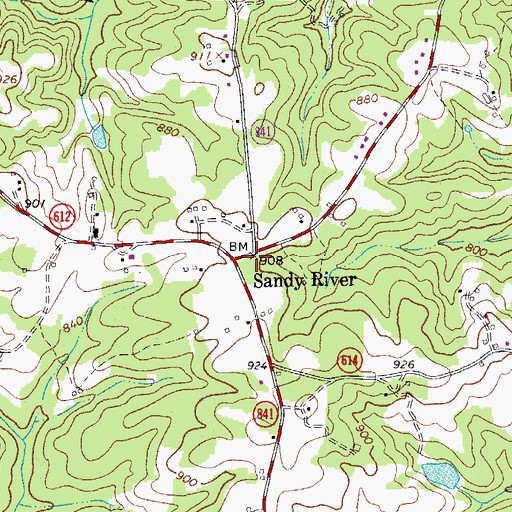 Topographic Map of Sandy River, VA