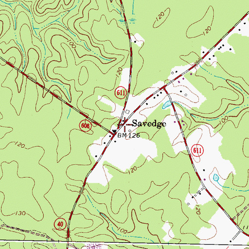 Topographic Map of Savedge, VA