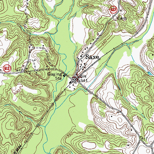 Topographic Map of Saxe, VA