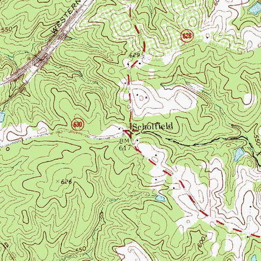 Topographic Map of Scholfield, VA
