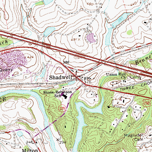 Topographic Map of Shadwell, VA