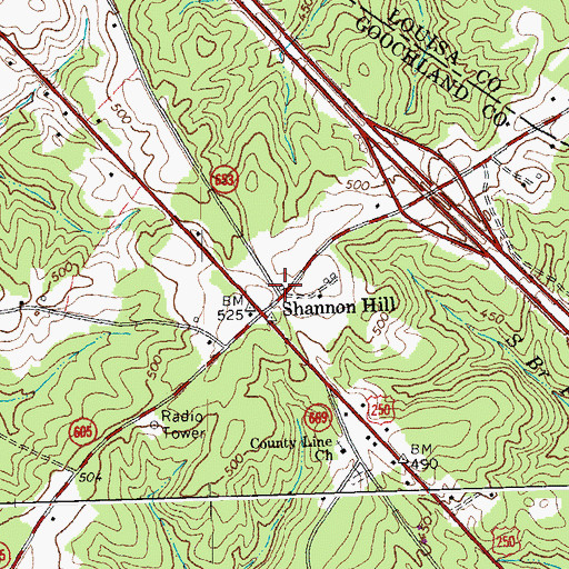 Topographic Map of Shannon Hill, VA