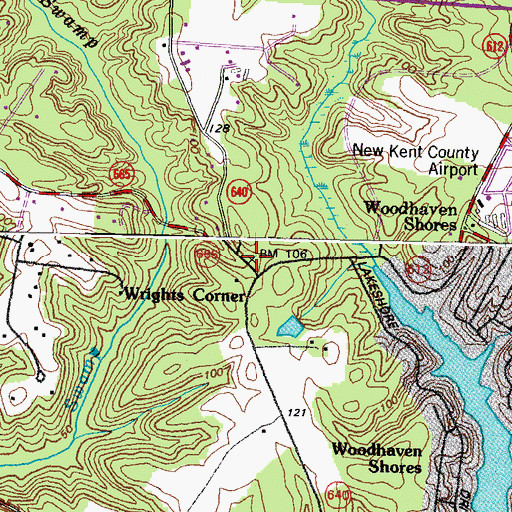 Topographic Map of Wrights Corner, VA