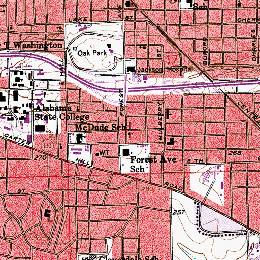 Topographic Map of Church of Montgomery, AL
