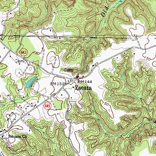 Topographic Map of Zacata, VA