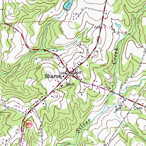 Topographic Map of Sharon, VA