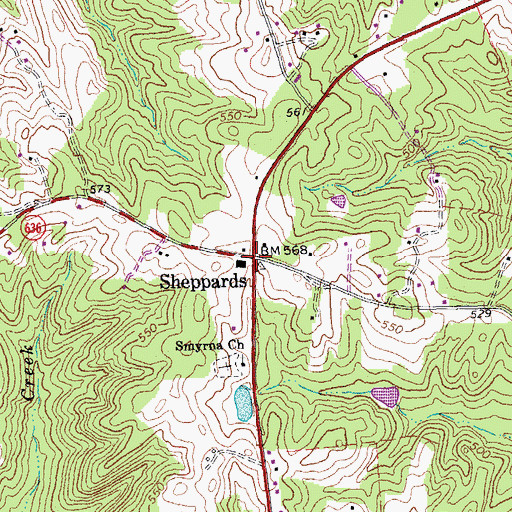 Topographic Map of Sheppards, VA