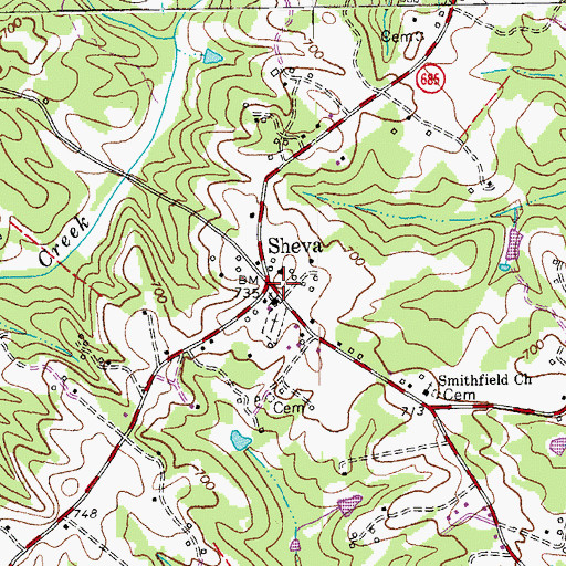 Topographic Map of Sheva, VA