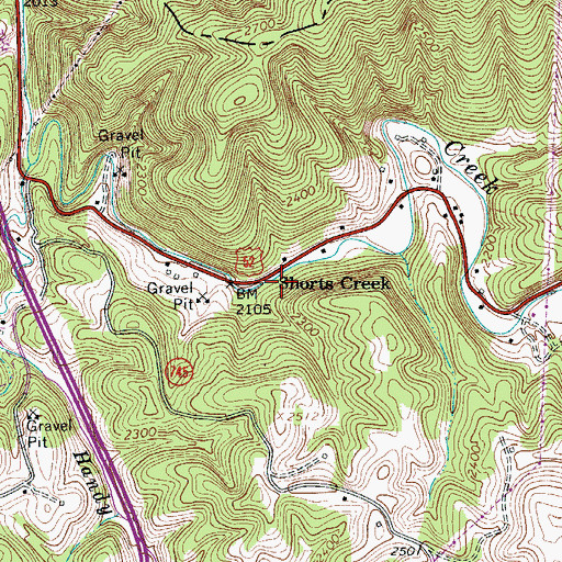 Topographic Map of Shorts Creek, VA