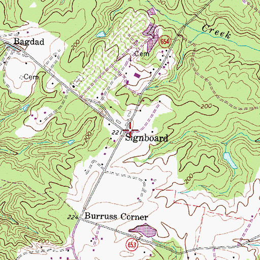 Topographic Map of Signboard, VA