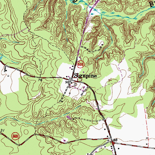 Topographic Map of Signpine, VA