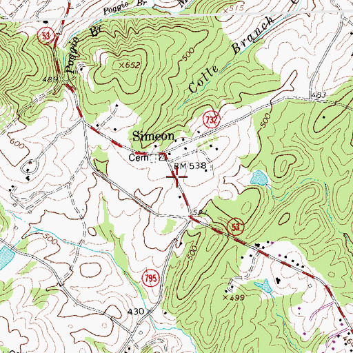 Topographic Map of Simeon, VA
