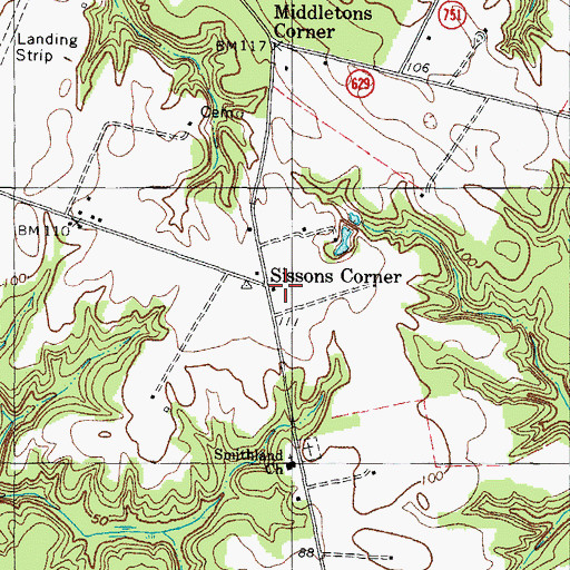 Topographic Map of Sissons Corner, VA