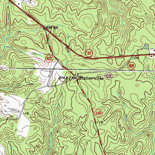 Topographic Map of Slaterville, VA