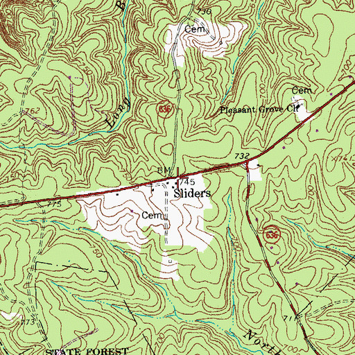 Topographic Map of Sliders, VA