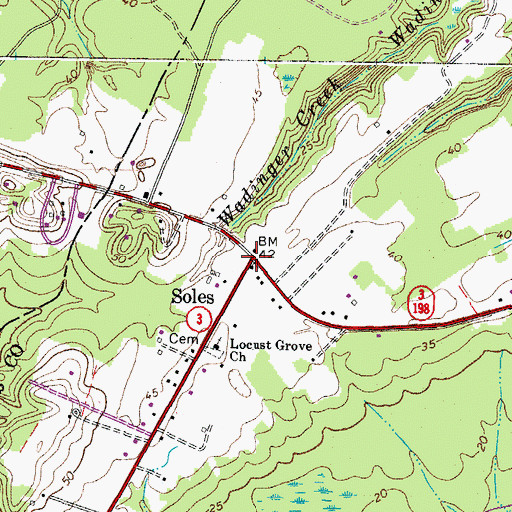 Topographic Map of Soles, VA