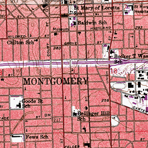 Topographic Map of City Infirmary (historical), AL