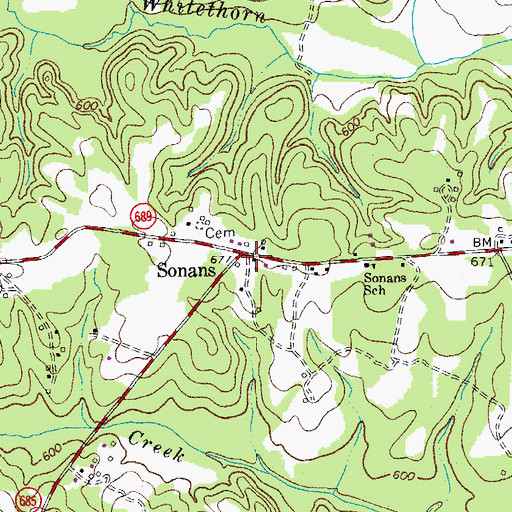 Topographic Map of Sonans, VA