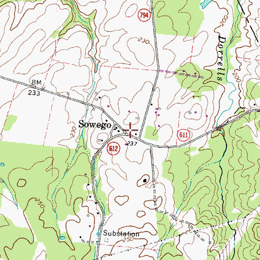 Topographic Map of Sowego, VA