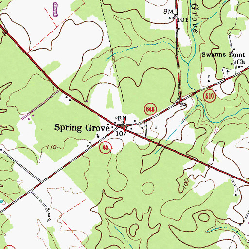 Topographic Map of Spring Grove, VA
