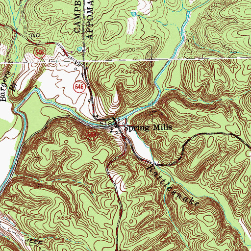 Topographic Map of Spring Mills, VA