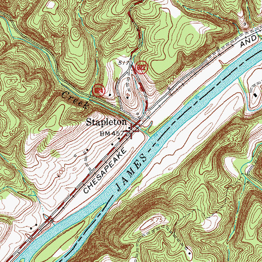Topographic Map of Stapleton, VA