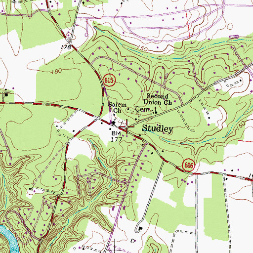Topographic Map of Studley, VA