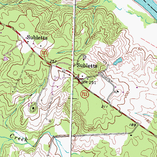 Topographic Map of Subletts, VA