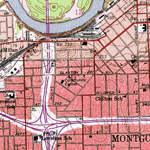 Topographic Map of Clayton Street High School (historical), AL