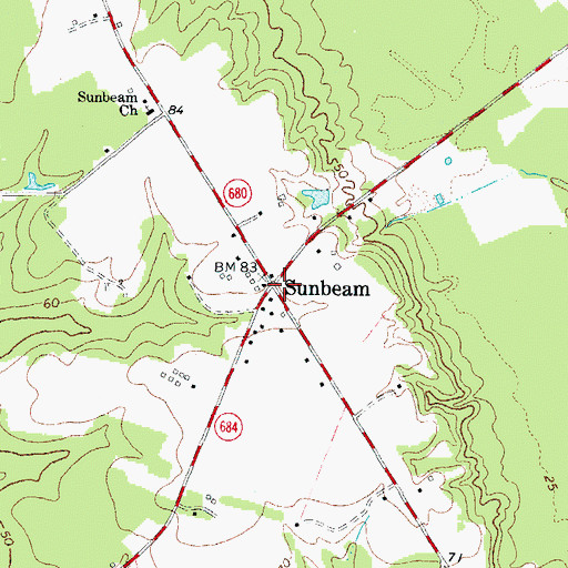 Topographic Map of Sunbeam, VA