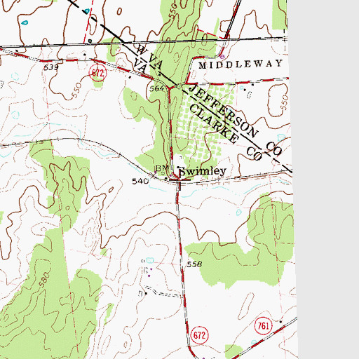 Topographic Map of Swimley, VA