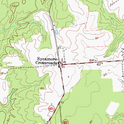 Topographic Map of Sycamore Crossroads, VA