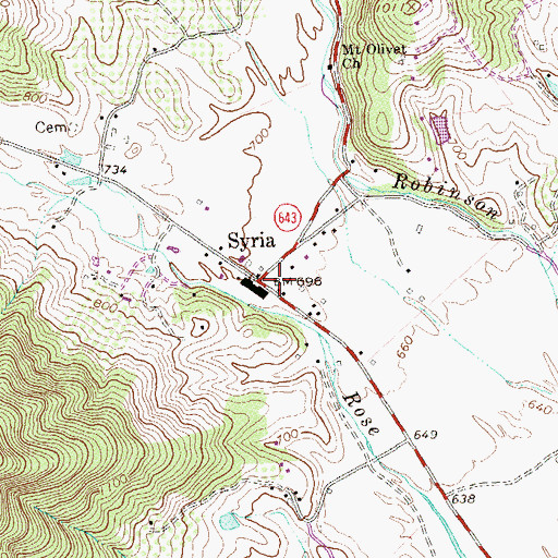 Topographic Map of Syria, VA