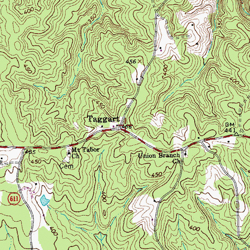 Topographic Map of Taggart, VA