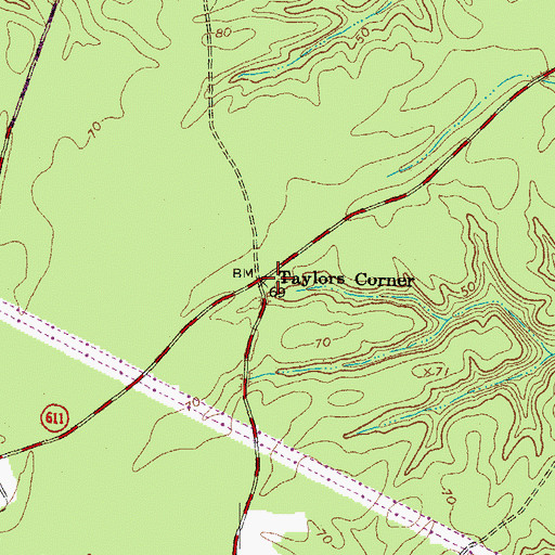 Topographic Map of Taylors Corner, VA