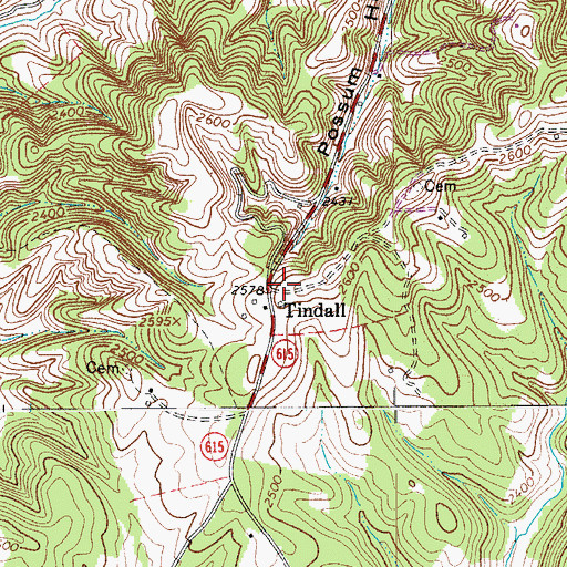 Topographic Map of Tindall, VA