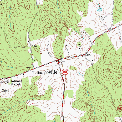 Topographic Map of Tobaccoville, VA