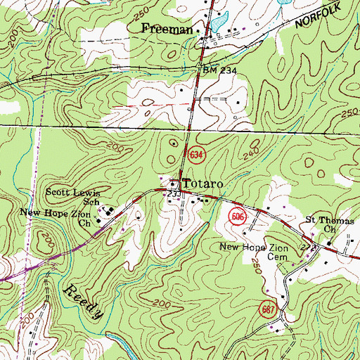 Topographic Map of Totaro, VA