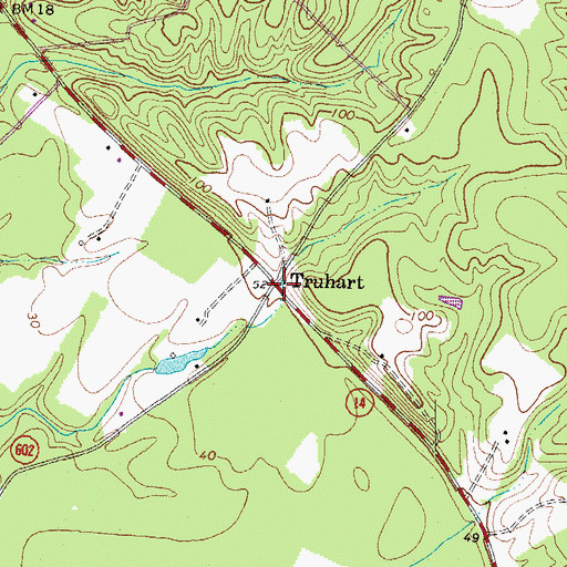 Topographic Map of Truhart, VA
