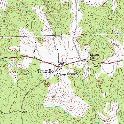 Topographic Map of Truxillo, VA